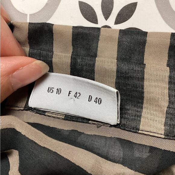 Akris Punto Brown Black Stripe Lightweight 100% Cotton Blouse Size 10 - Picture 4 of 5